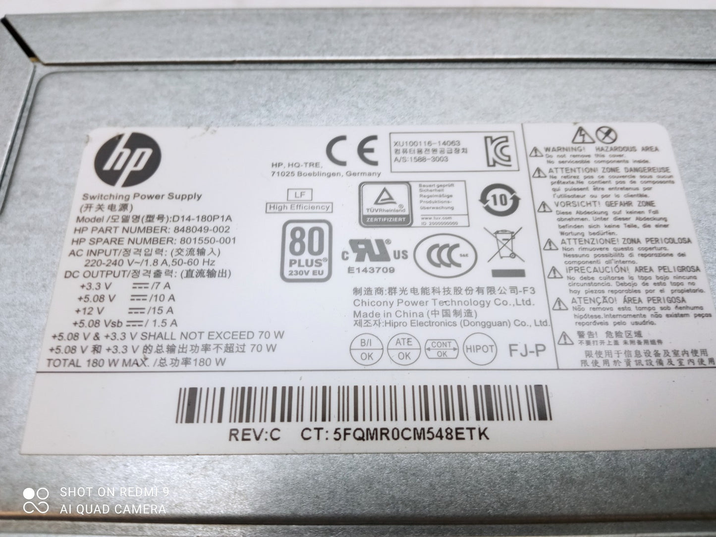 HP Pavilion 110 500 280 180W Power Supply Unit 848049-002 801550-001