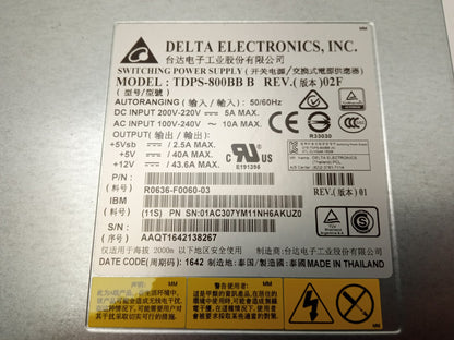 IBM V3700 V5000 V7000 800W Server Power Supply 01AC550 TDPS-800BB B