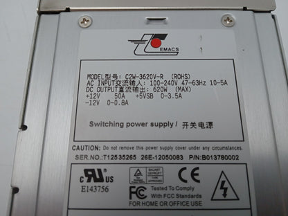EMACS C2W-3620V-R 630W PSU Server Power Supply Unit