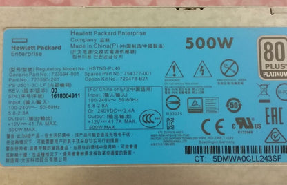 HP ProLiant G9 DL390 DL380 ML350 500W Server Power Supply 723594-001 723595-201