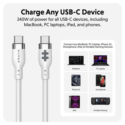 Targus HyperJuice 240W 1M Silicone USB-C to USB-C Tangle-Free Charging Cable