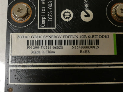 Zotac GeForce GT610 1GB DDR3 PCIe Video Graphics Card 299-5N214-060Z8