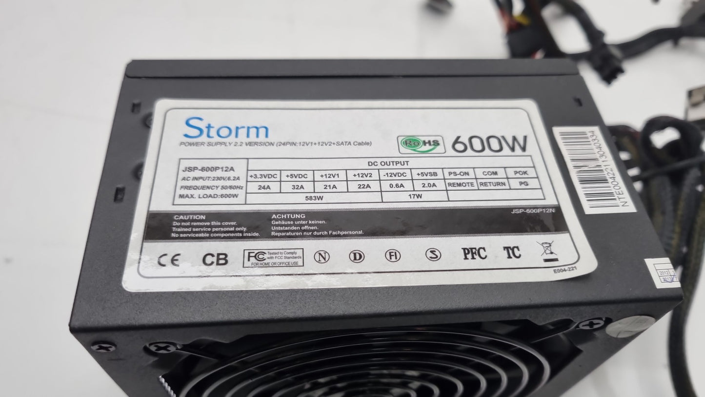 Storm JSP-600P12A 600W Desktop PC Computer Gaming Power Supply Unit