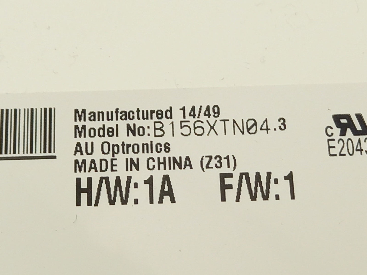 AU Optronics B156XTN04.3 15.6" Laptop LCD Display Panel