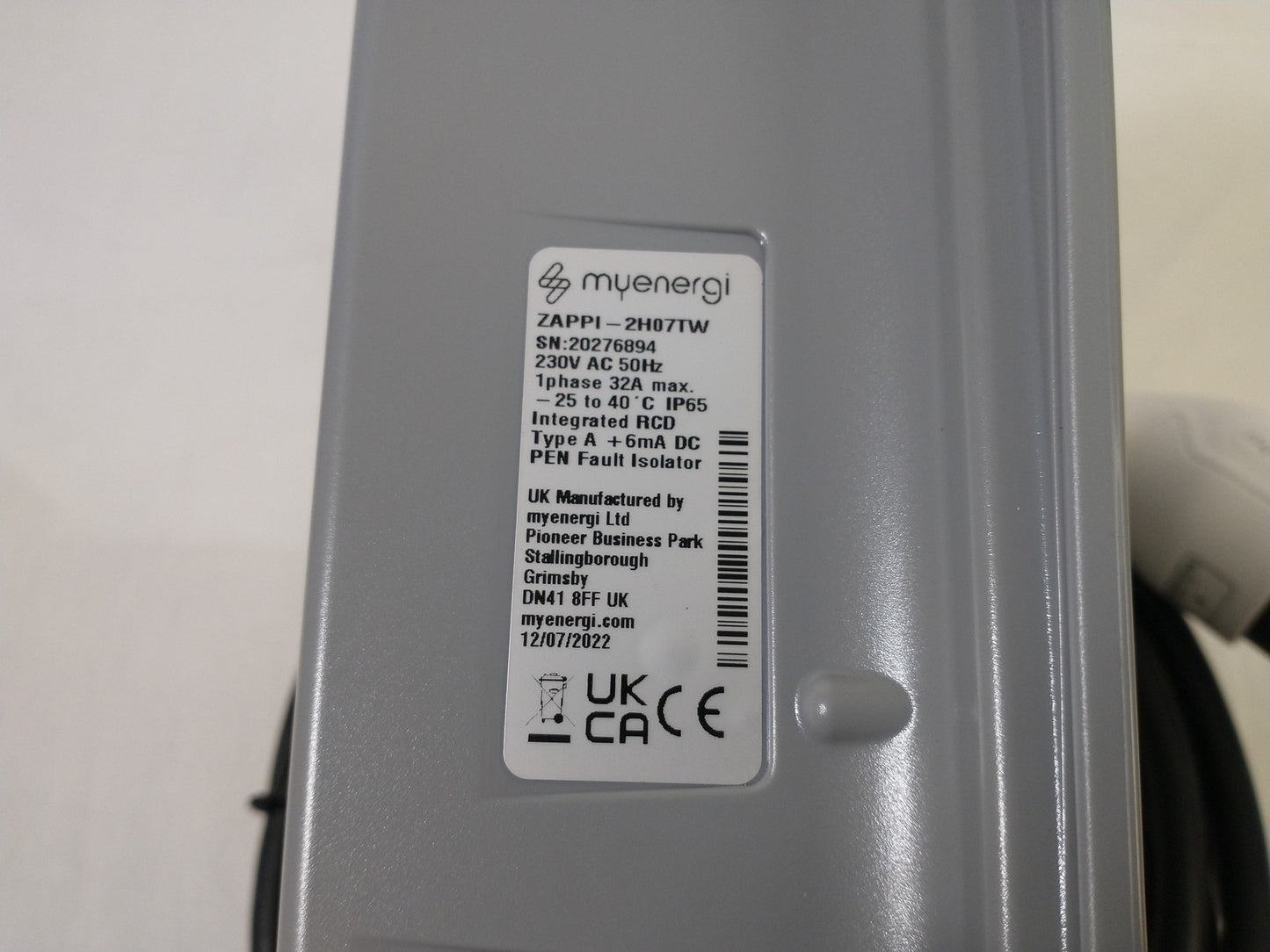 MyEnergi ZAPPI-2H07TW Single Phase 7Kw Type 2 EV Charger - Tested To Power