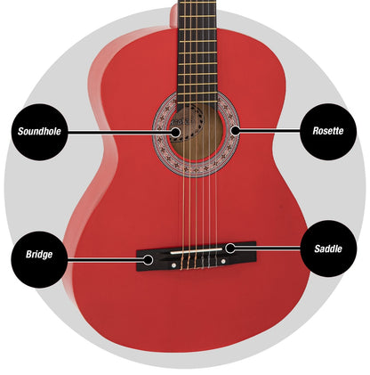 Encore Full Size Classic Guitar Pack ~ Red