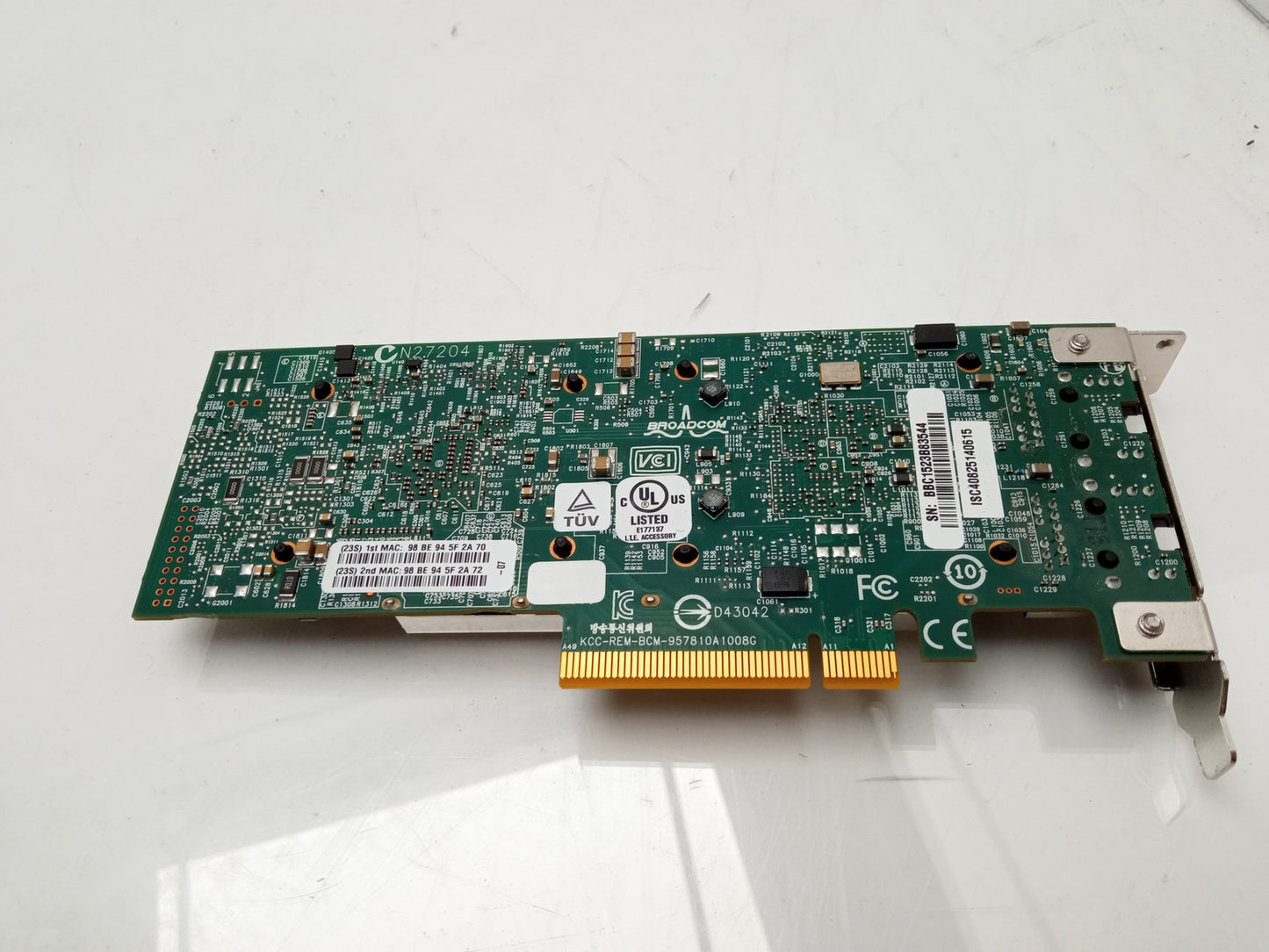 IBM EN0W Broadcom NetXtreme 10 GbE 2 Port Network Card 95Y3758 BC0210403-02