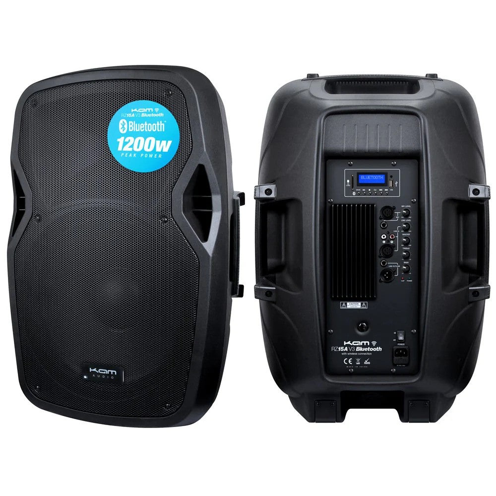 KAM RZ15ABT 15" 1200W Active DJ PA Speaker - With Bluetooth
