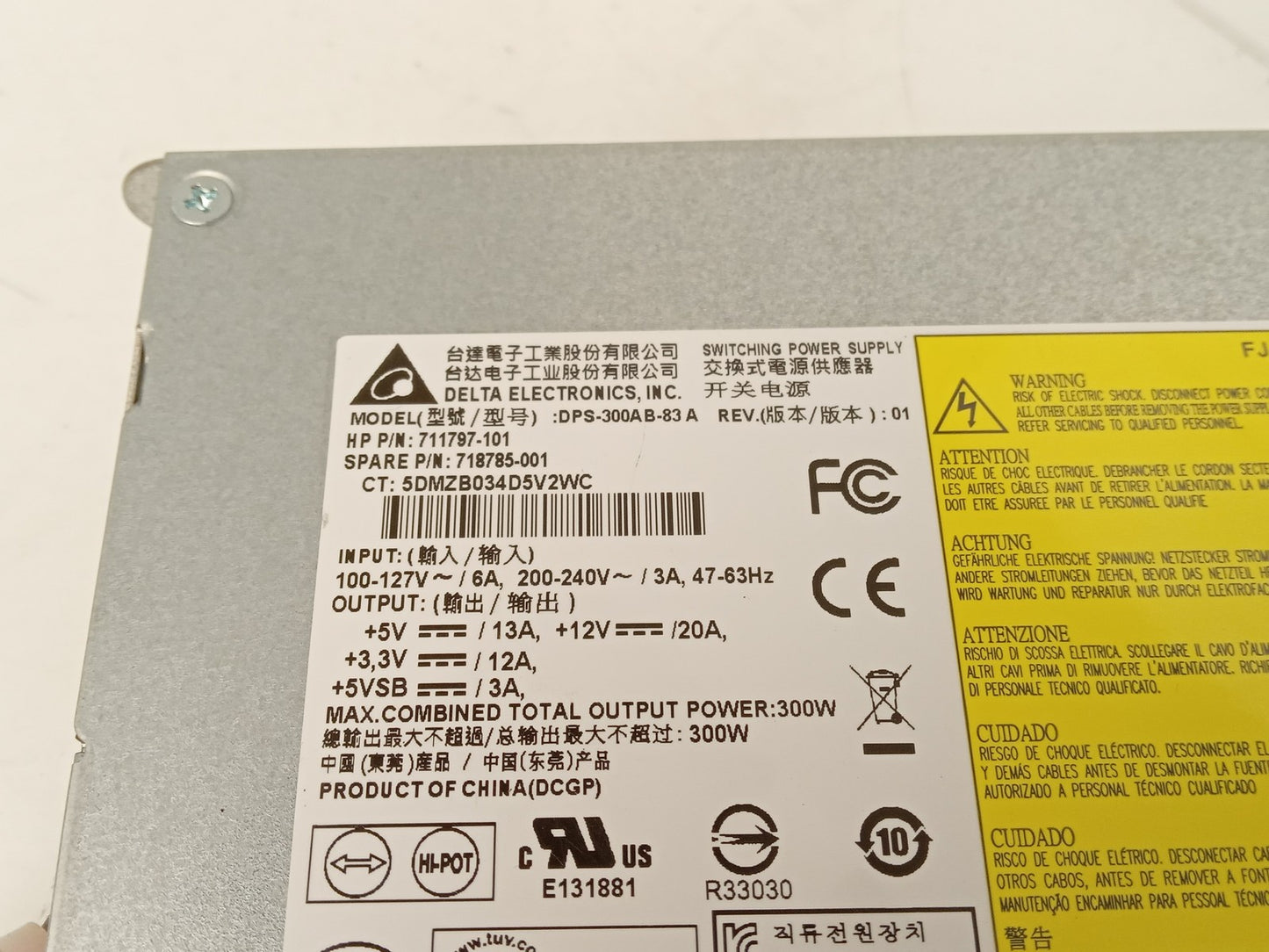 HP ProLiant DL320E Gen 8 V2 300W Server Power Supply 711797-101 718785-001