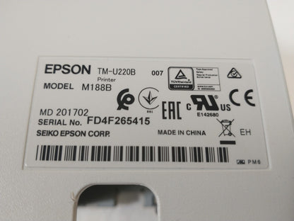 Epson Micros TM-U220B M188B White Parallel Port Thermal Receipt Printer w/ PSU