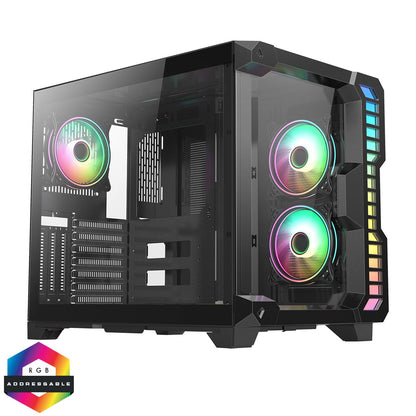CiT Pro Android X Gaming Cube ATX Mid-Tower Dual Chamber Black PC Computer Case