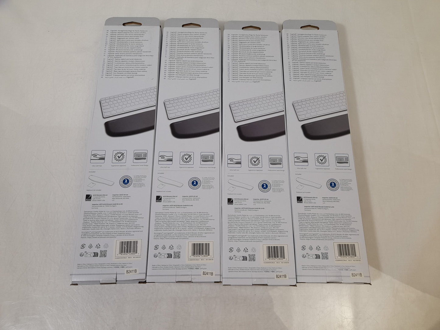 Job Lot 4x Kensington K52800WW ErgoSoft Wrist Rest - For Slim Keyboards