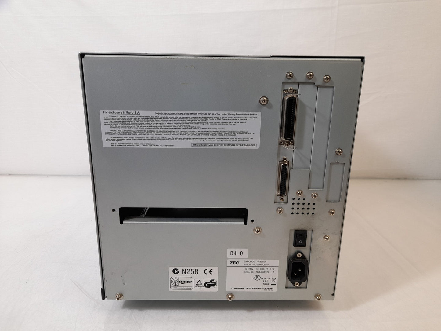 Toshiba TEC B-SX4T Serial Parallel Thermal Label Printer - Faulty Print Head