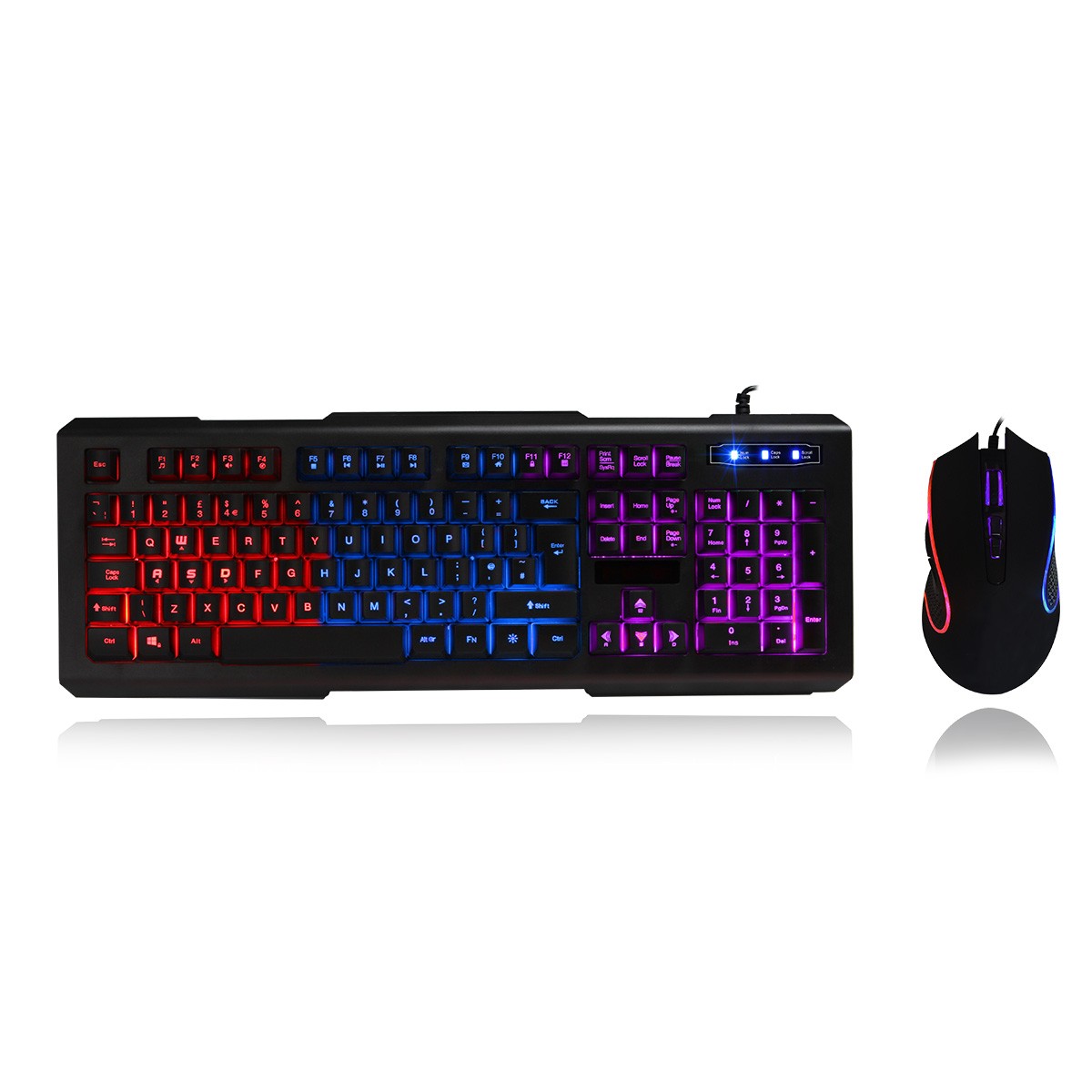 CiT Avenger Illuminated 3 Colour LED Backlight Gaming Keyboard & Mouse