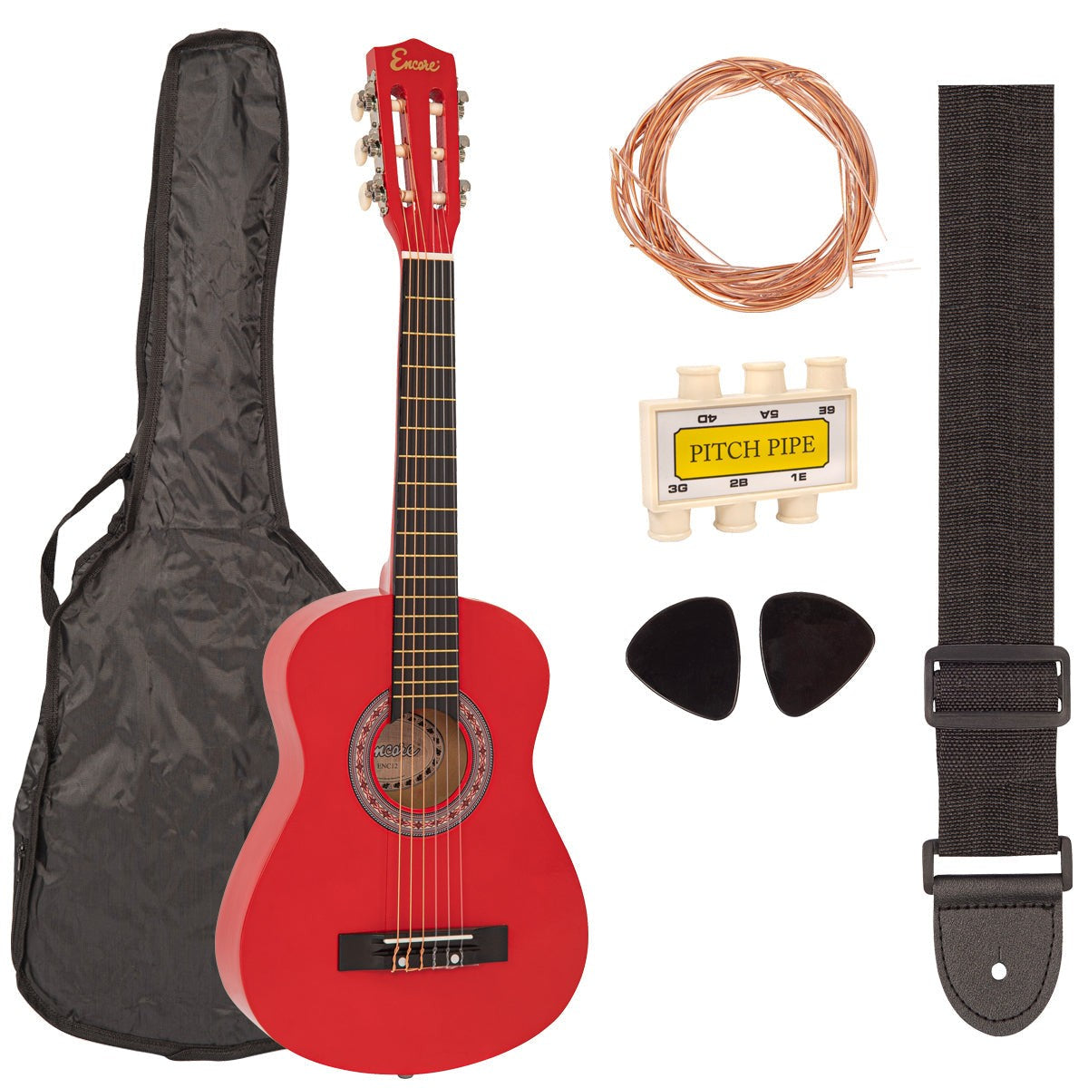 Encore Junior Size 30" Classic Guitar Pack ~ Red