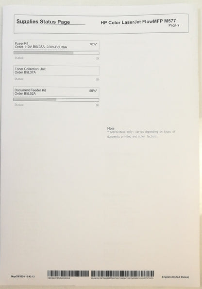 HP Colour LaserJet Enterprise Flow MFP M577 A4 Colour Laser Printer - B5L54A