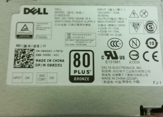 Dell OptiPlex 5040 SFF 180W Power Supply Unit 09XD51 9XD51