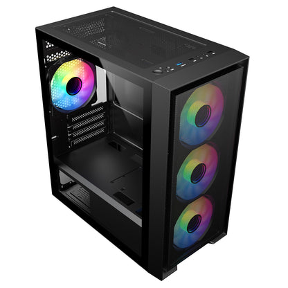 CiT Luna Airflow Micro-ATX Black PC Gaming Case Mesh Front Panel ‎CIT-LUNA-BLK