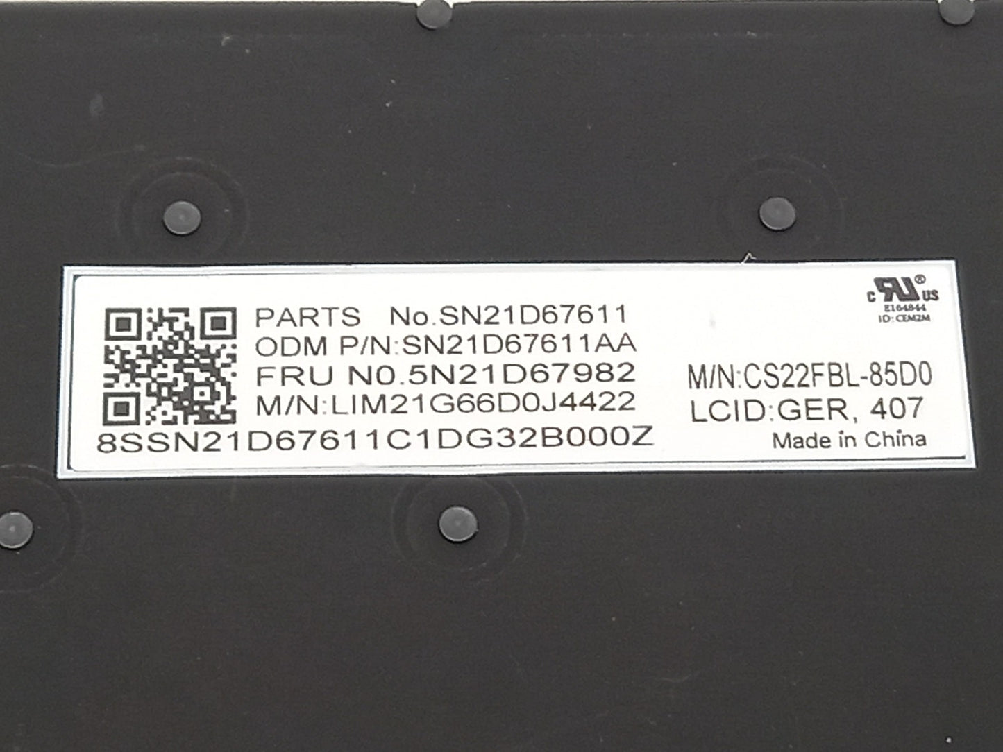 Lenovo German QWERTZ Laptop Keyboard 5N21D67982 SN21D67611