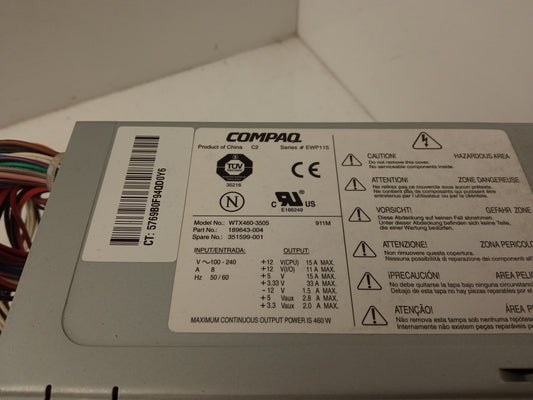 HP XW6000 460W Desktop Power Supply Unit 189643-004 351599-001 WTX460-3505