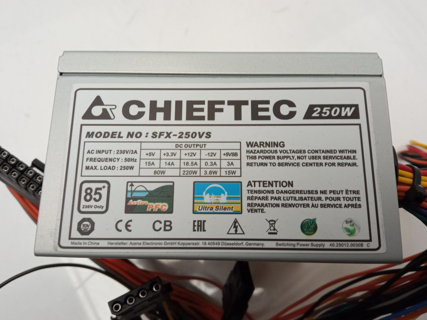 ChiefTec SFX-250VS 250W SFF Desktop PC Computer Power Supply Unit