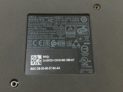 Dell WD15 K17A Docking Station K17A - No USB Type-C Cable - With Power Supply