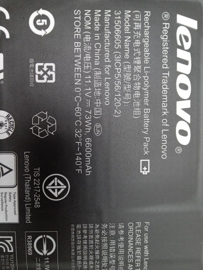 Lenovo 73Wh 11.1V Replacement Laptop Battery 31506605 (3ICP5/56/120-2)