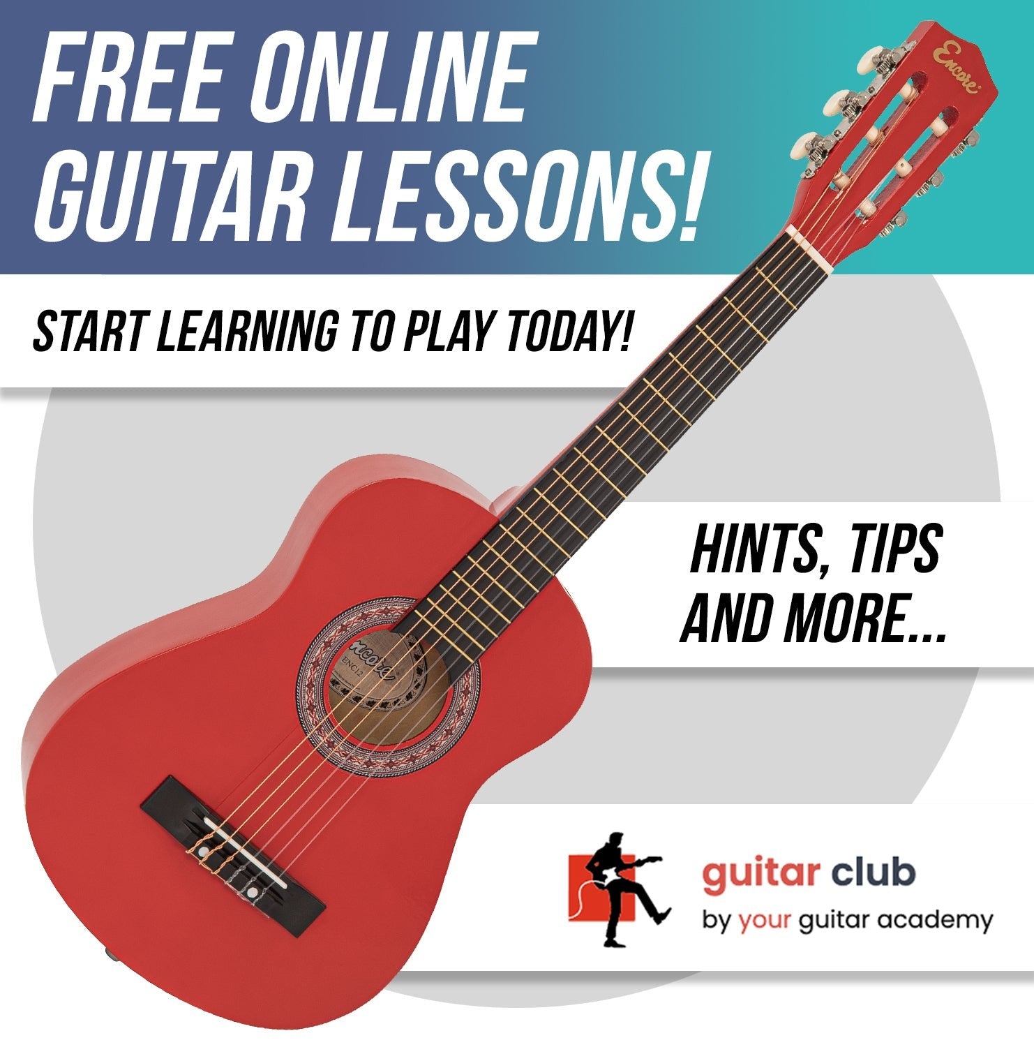 Encore Junior Size 30" Classic Guitar Pack ~ Red