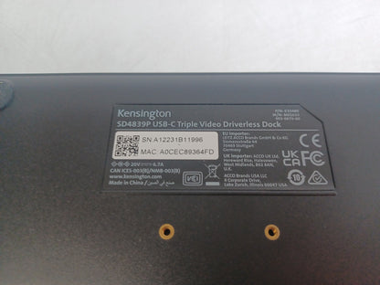 Kensington SD4839P Triple Video Dock USB-C 3.2 Gen 2 1x HDMI 2x DP LAN