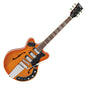 Vintage REVO Series 'Superthin' Electric Guitar ~ Amberburst