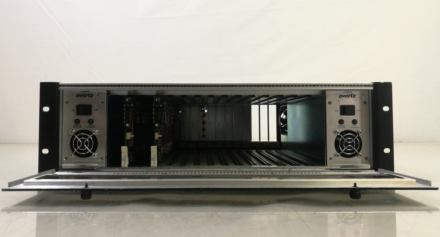 Evertz 7700FR-C Chassis W/ 2x Evertz 7700/7800 VistaLINK 7707MT-HD2 Fiber
