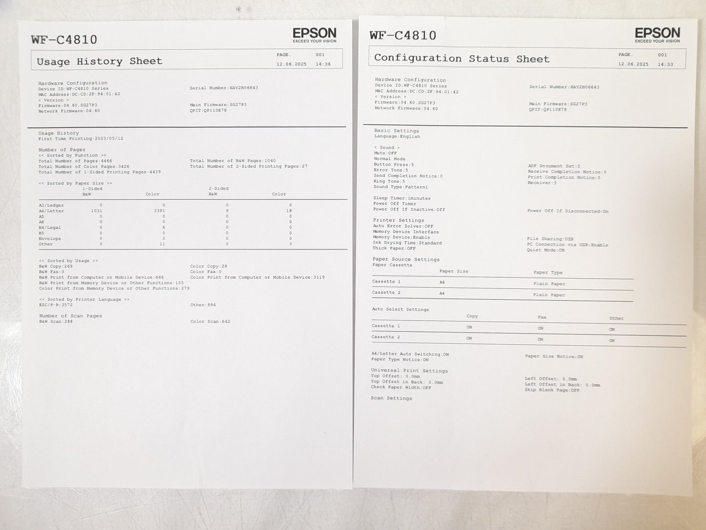 EPSON WorkForce Pro WF-C4810 AIO Wireless Print Copy Scan Fax Ethernet Printer