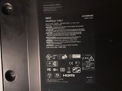 NEC V463 46" VGA DP HDMI DVI-D 1920x1080 Digital Signage Monitor