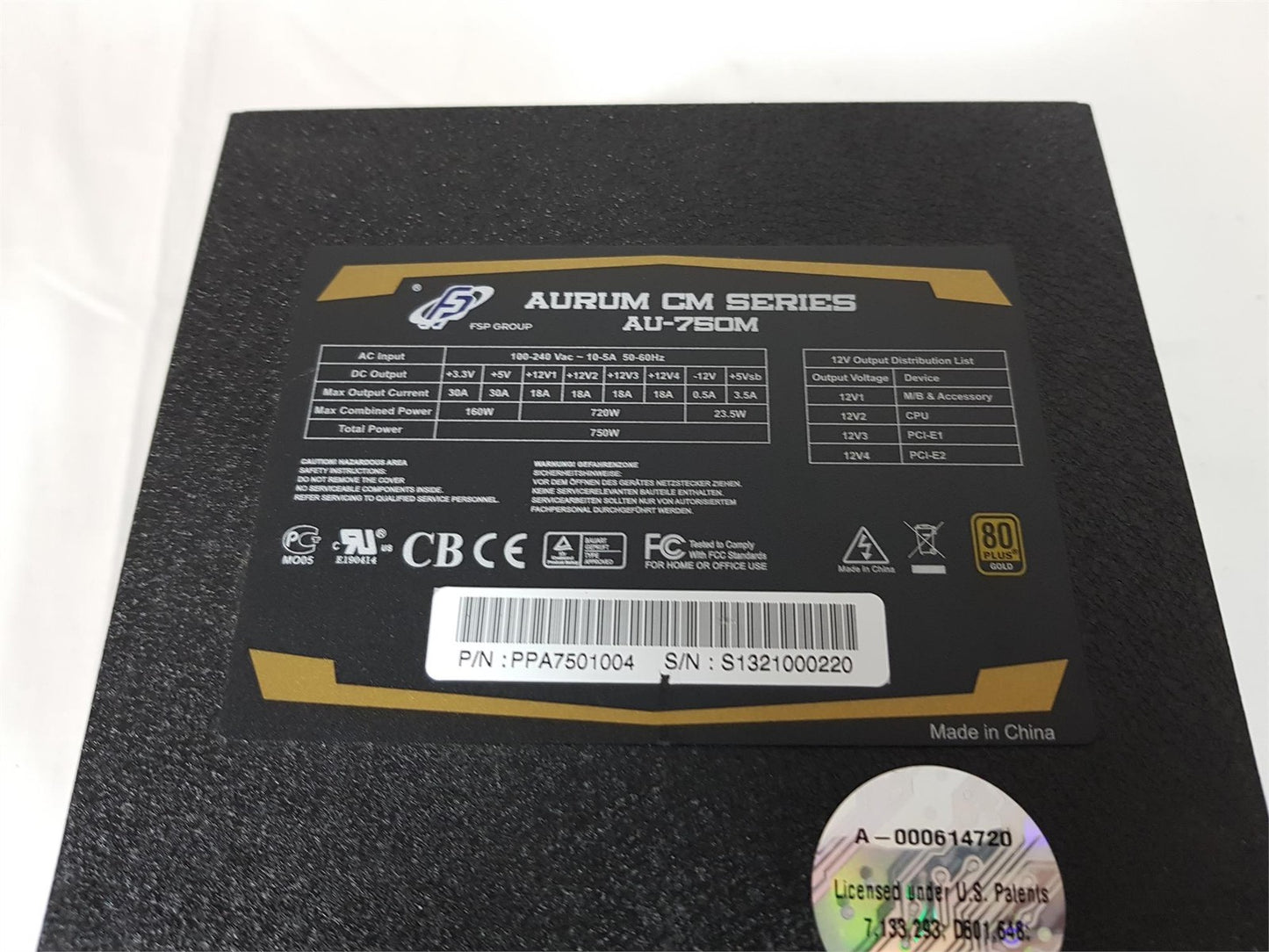 FSP Group Aurum 750W Modular ATX Power Supply Unit AU-750M