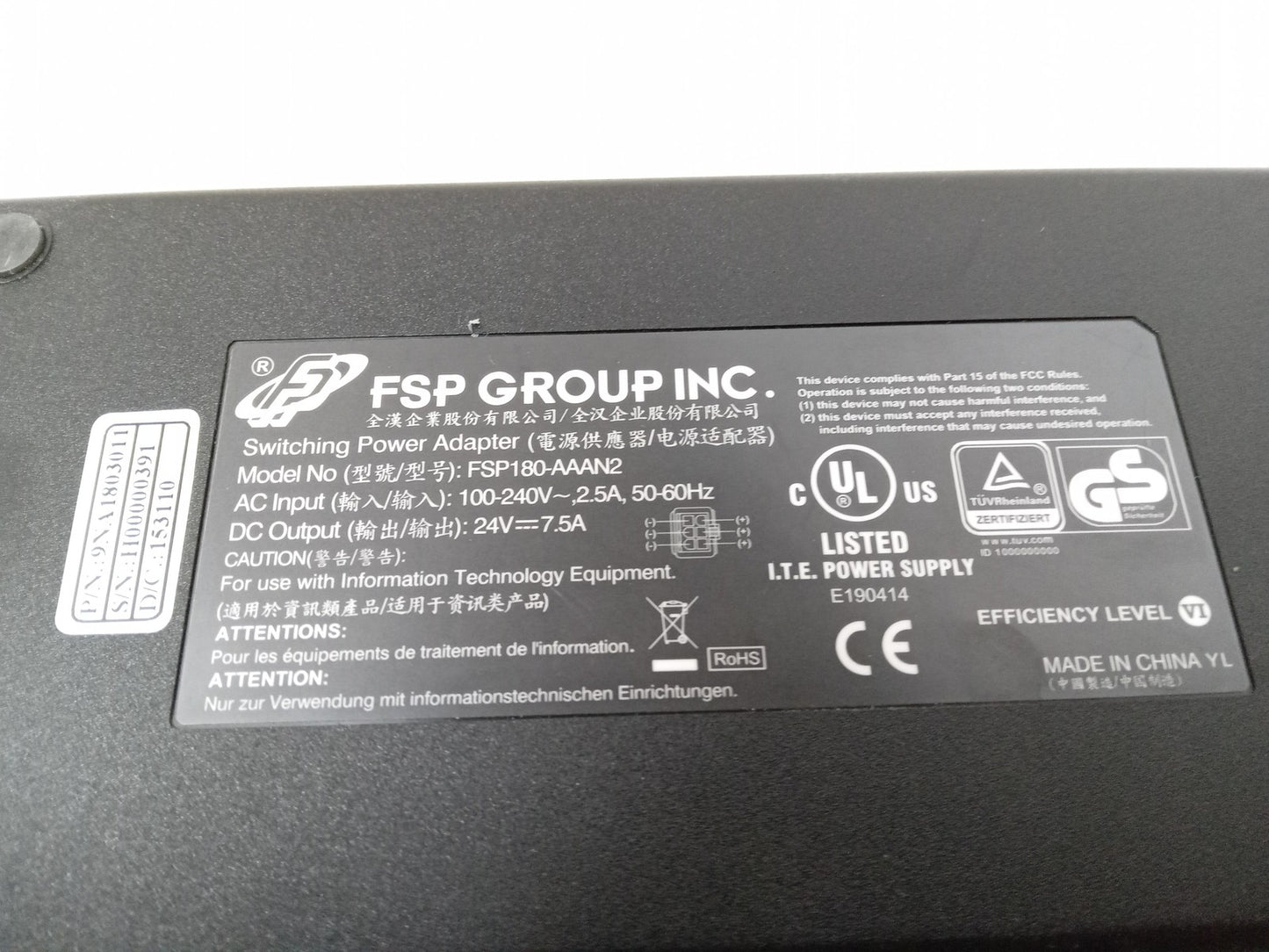 FSP Group 24V 7.5A Switching Power Adapter FSP180-AAAN2