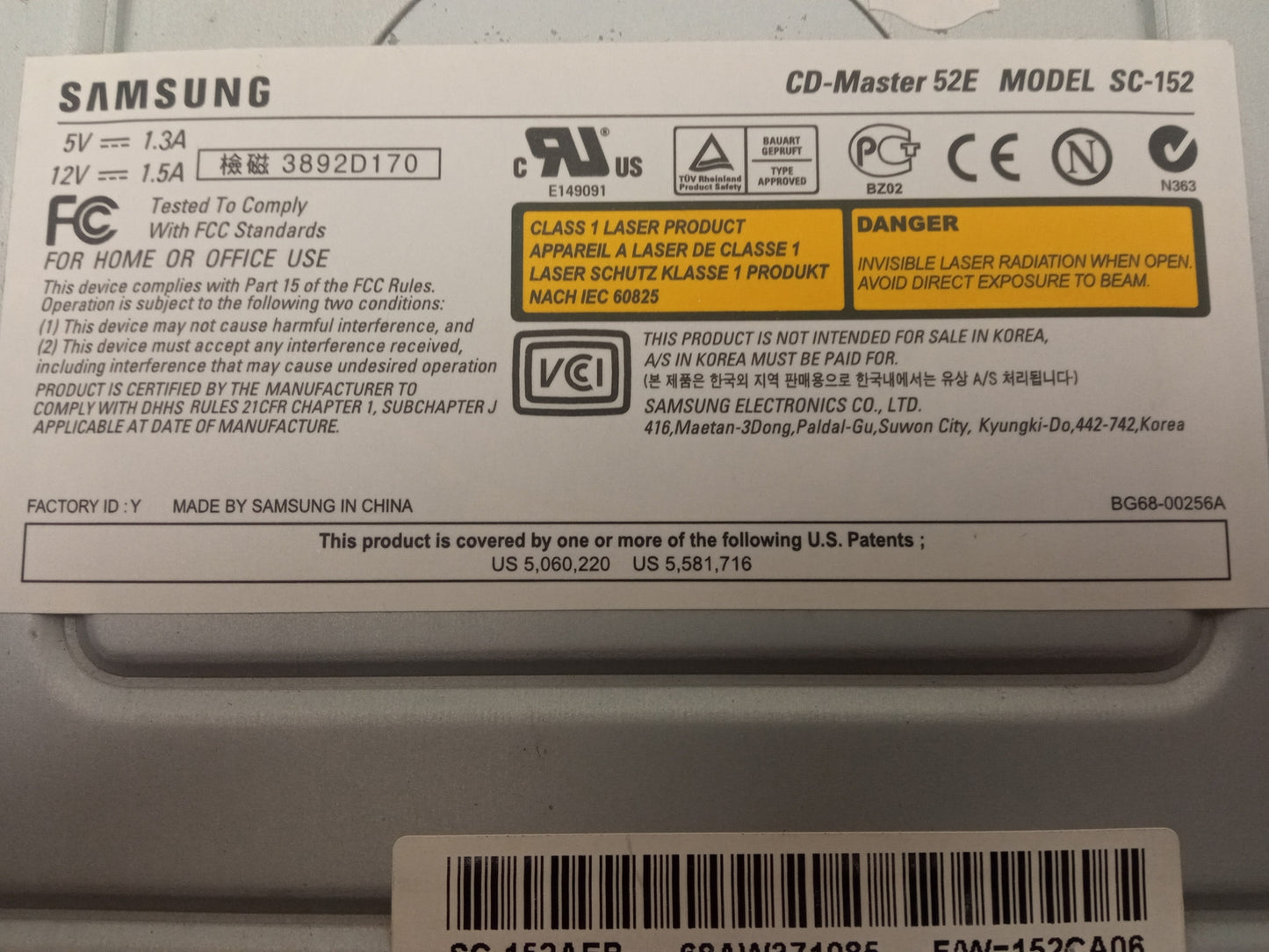 Samsung CD-Master 52E Internal IDE CD-ROM Drive SC-152