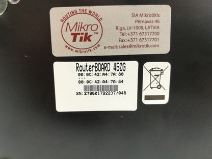 MikroTik RouterBoard 450G 5 Port Gigabit Router - With Power Supply