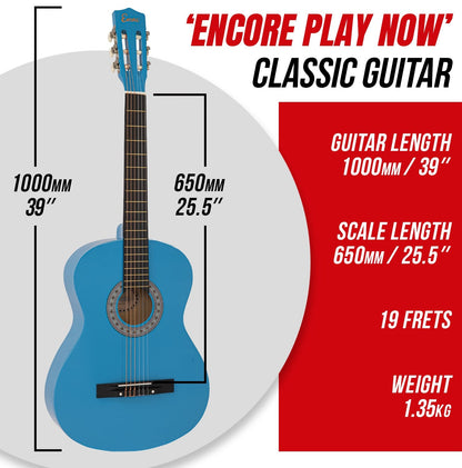 Encore Full Size Classic Guitar Pack ~ Blue