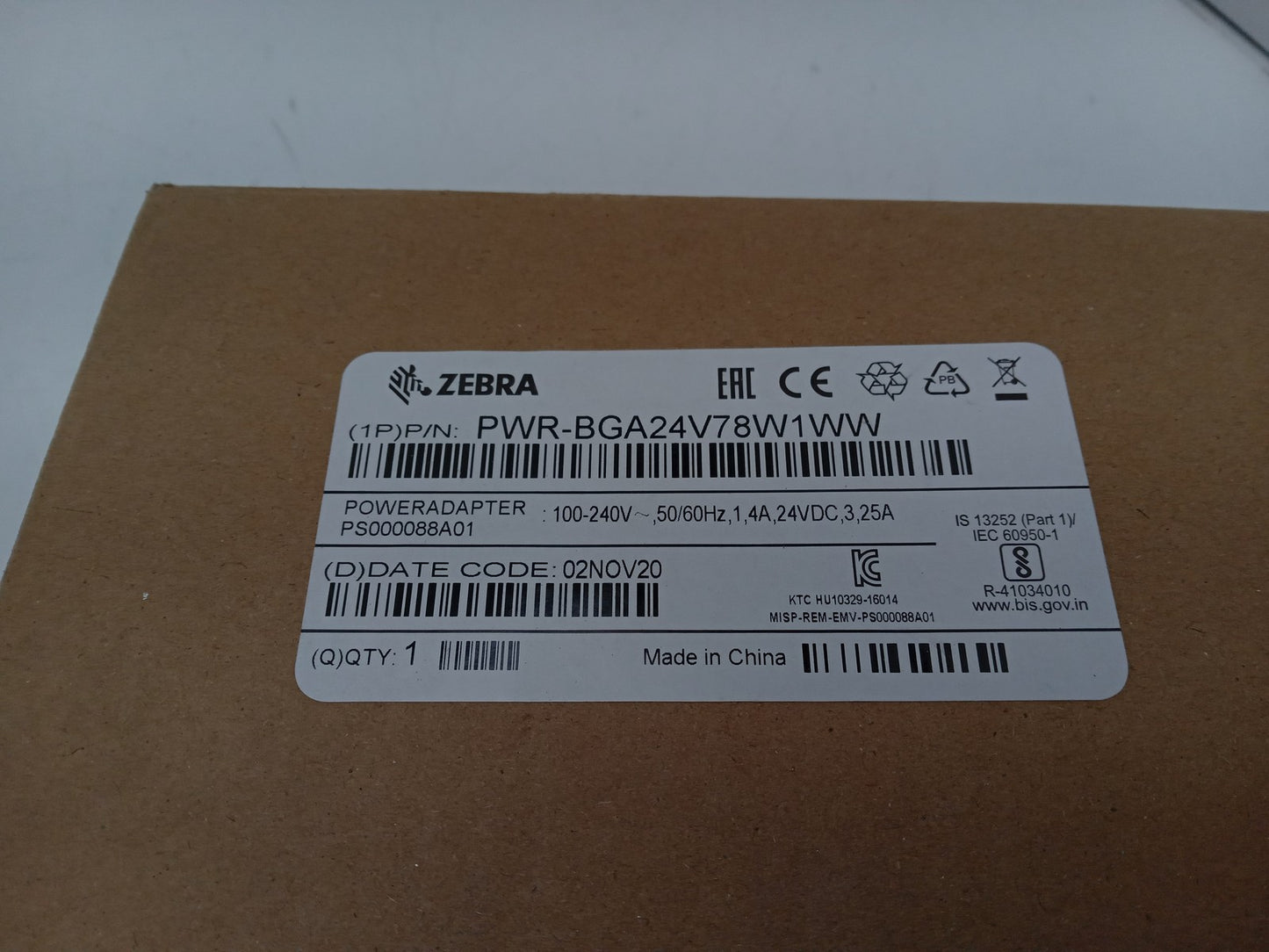 Zebra Power Adapter 24V 3.25A 78W PWR-BGA24V78W1WW PS000088A01