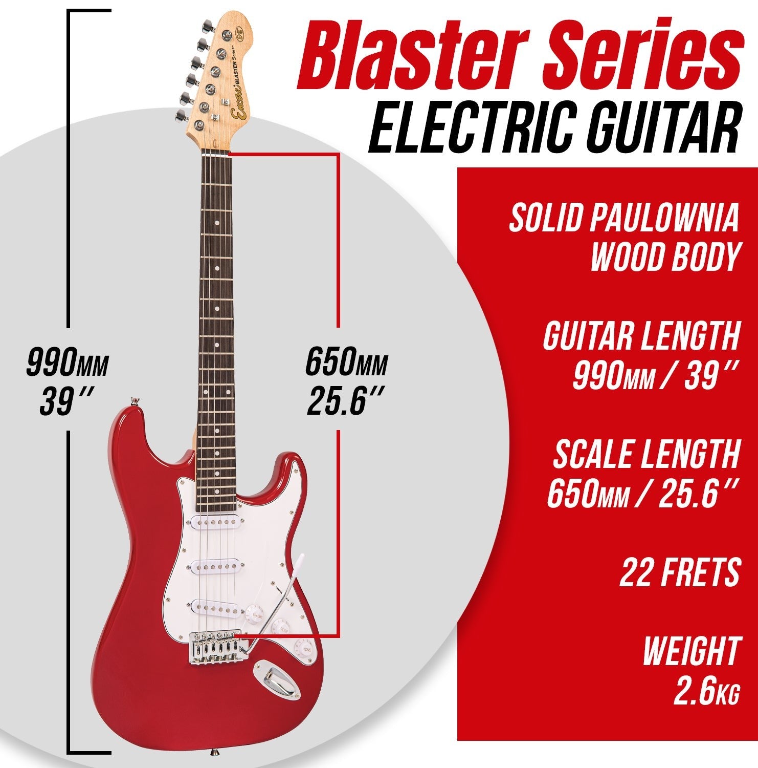 Encore Blaster E60 Electric Guitar ~ Gloss Red