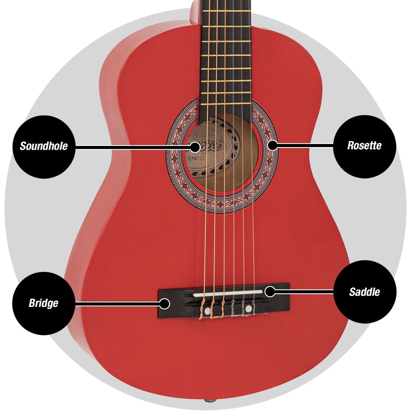 Encore Junior Size 30" Classic Guitar Pack ~ Red