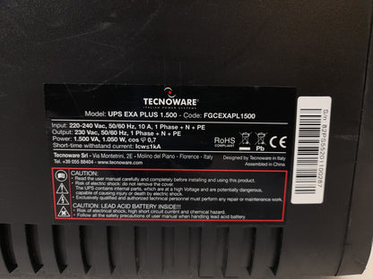 Tecnoware FGCEXAPL1500 EXA PLUS 1500 UPS - No Batteries