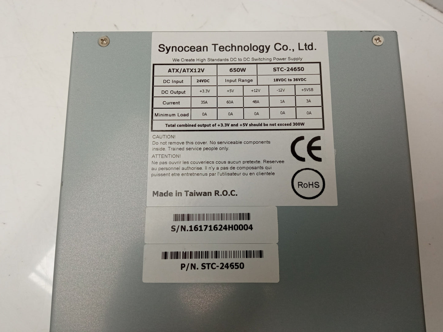 Synocean STC-24650 650W 24C DC ATX Power Supply Unit