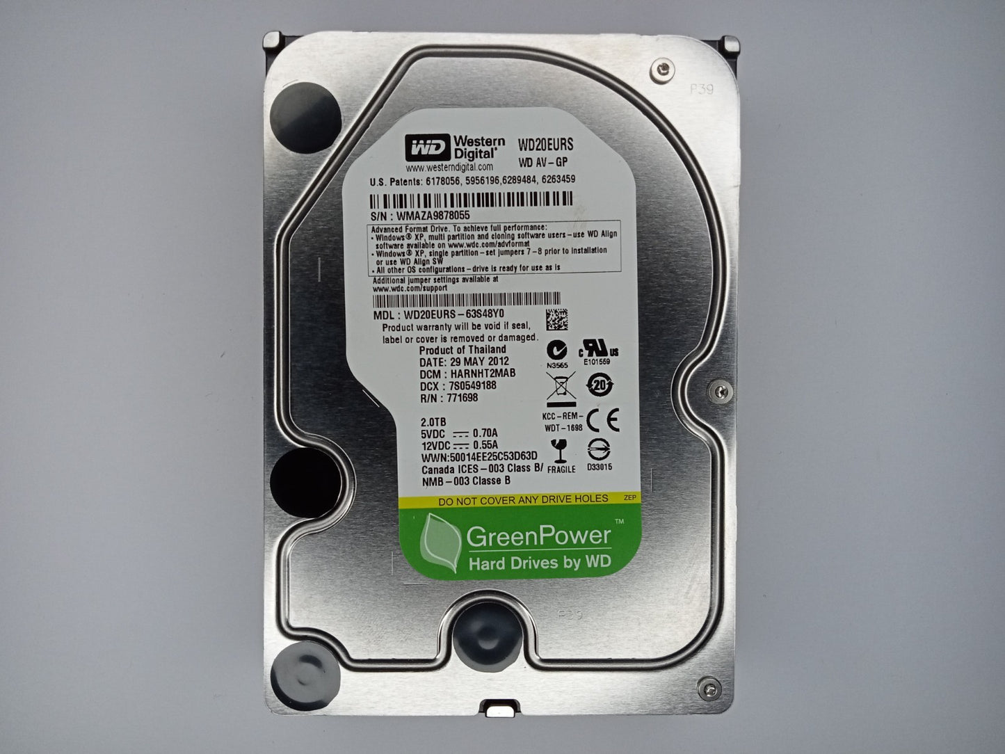 Western Digital WD WD20EURS-63S48Y0 AV-GP 2TB 3.5" Desktop Hard Drive SATA