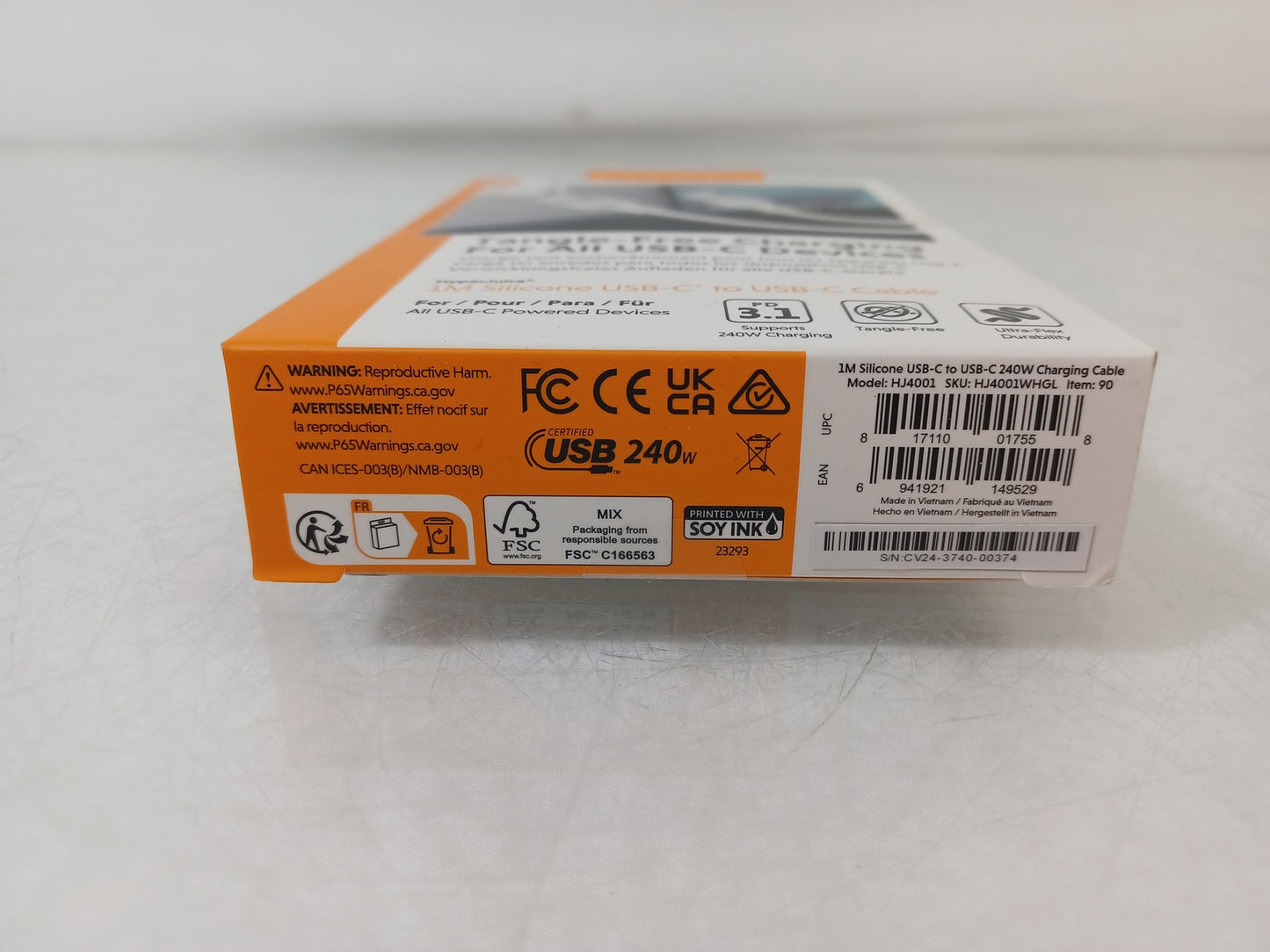 Targus HyperJuice 240W 1M Silicone USB-C to USB-C Tangle-Free Charging Cable