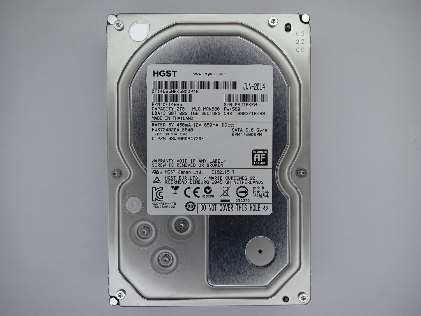 Hitatchi Ultrastar 7K4000 HUS724020ALE640 2TB 3.5" Desktop Hard Drive SATA