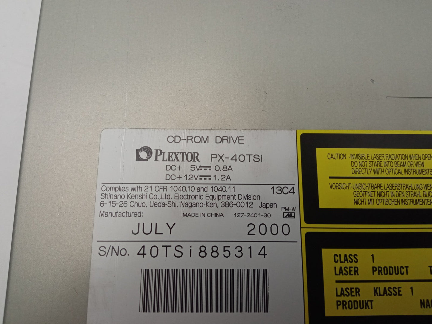 Plextor PX-40TSI Ultraplex 40max Vintage CD-ROM Drive