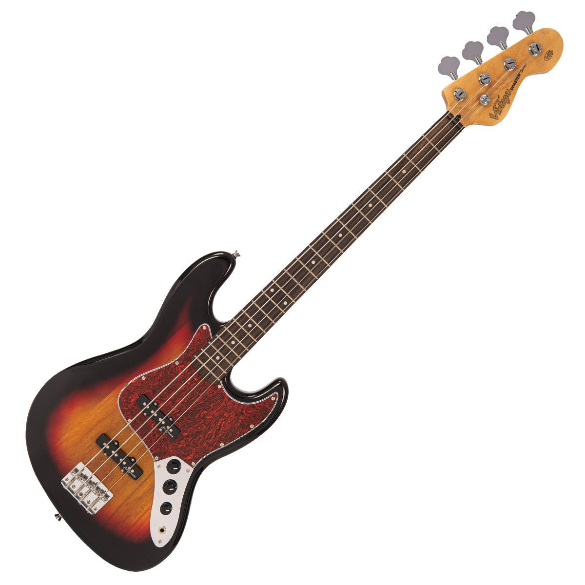 Vintage V49 Coaster Series Electric Bass Guitar Pack ~ 3 Tone Sunburst