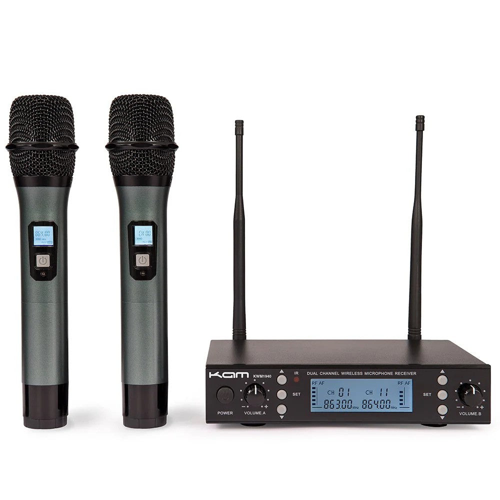 KAM KWM1940 Dual UHF Multi Channel Professional Wireless Microphone System