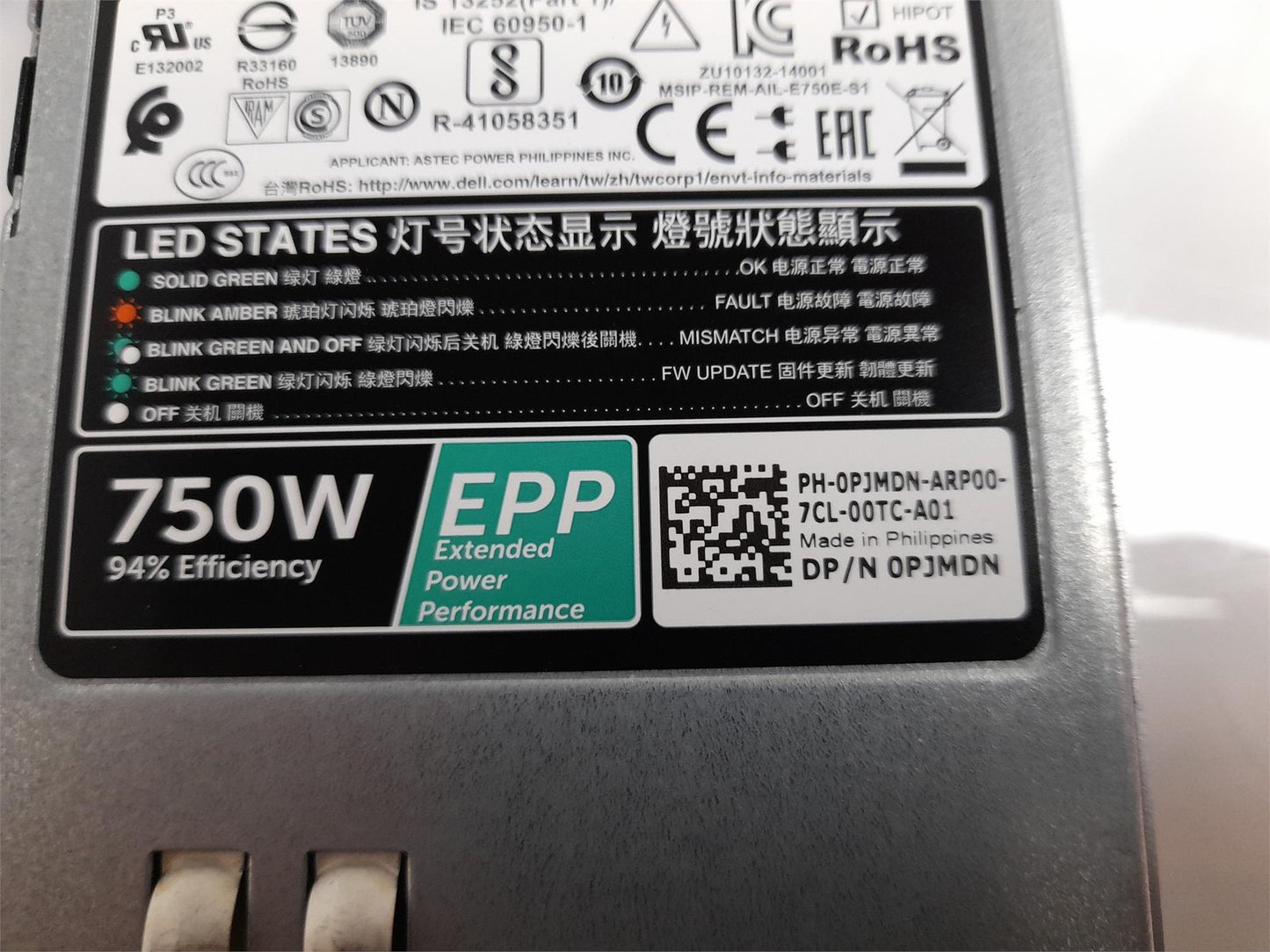 Dell PowerEdge R540 750W Platinum Server Power Supply Unit 0PJMDN PJMDN